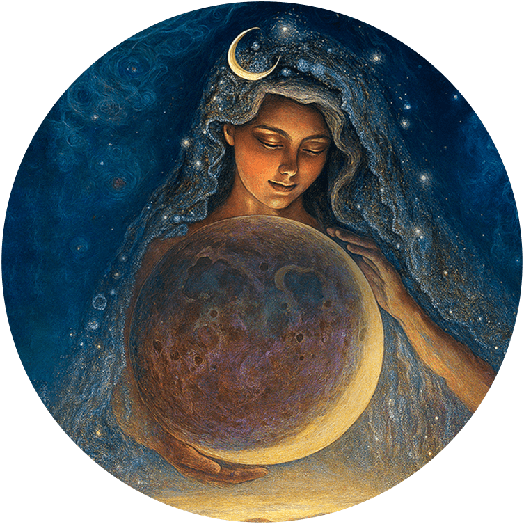Woman with moon lunar hair care